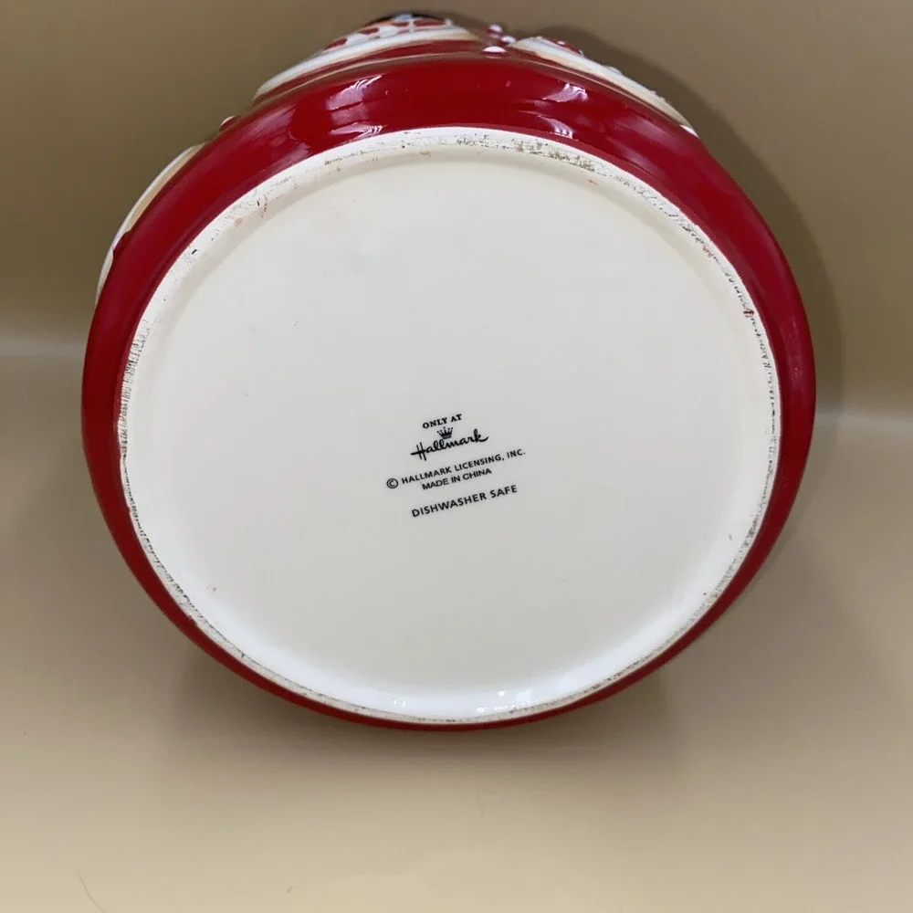 Hallmark Snowman Ceramic‎ Canister Red Holiday Kitchen Decor OS Snowflake Jar